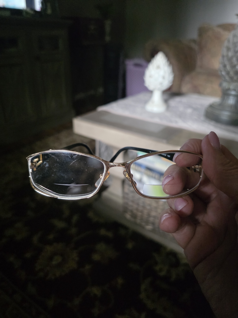 Versace Gold Rim Rectangular Eyeglasses